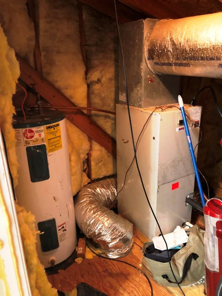 Water Heater & AC in West BR Attic upstairs